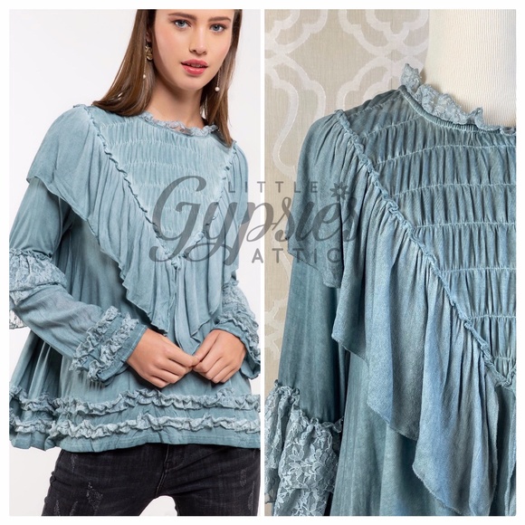 POL Vikki Blue Sage Flowy Top - Picture 15 of 16